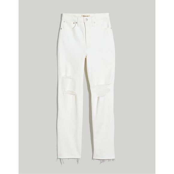 Madewell The Perfect Vintage Straight Jean in Tile White Ripped Knee Edition Siz - Picture 4 of 11